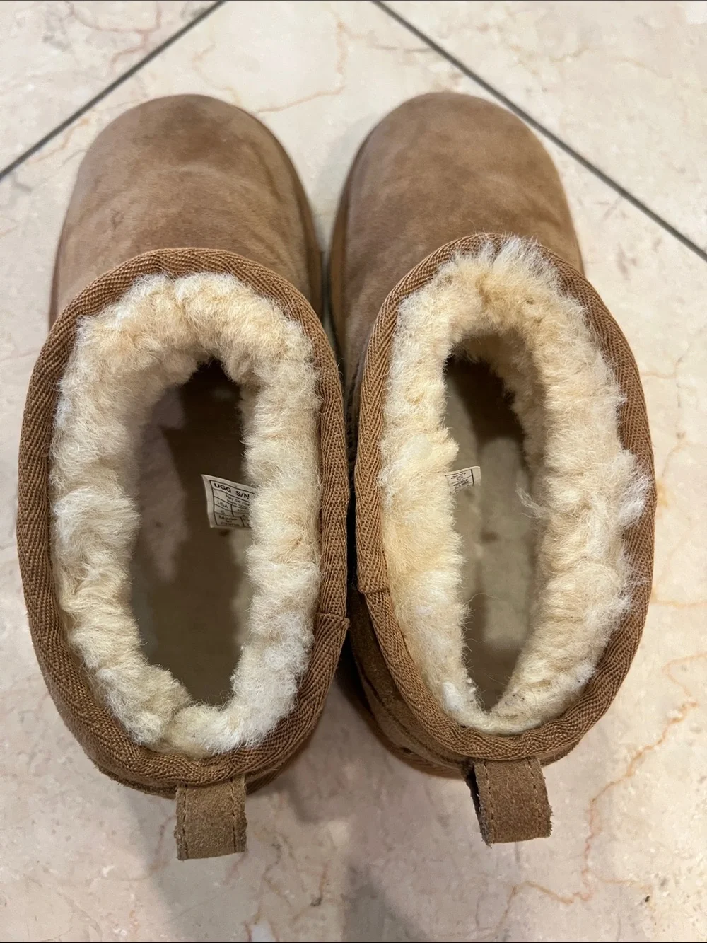 UGGS Chestnut Used Mini Shearling Lined Slip-On Boots